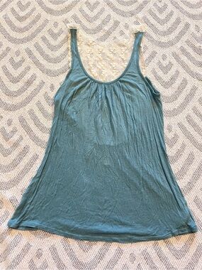 BELLA D Teal Cream Lace Tank Top Medium